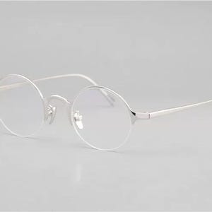 Textured Solid Sterling Silver 925 half rim Circular Eyeglass Frames 45 23 150