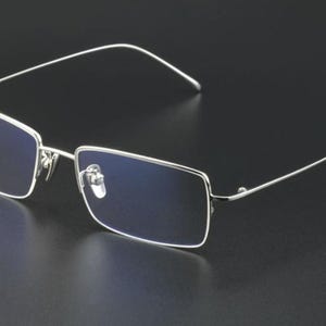 Gold Plated Solid Sterling Silver Half Rim Rectangular Eyeglass Frames 55 18 145