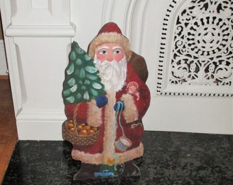 Vintage Resin Folk Art Santa Claus Statue With Toy Bag 8 Christmas Decor
