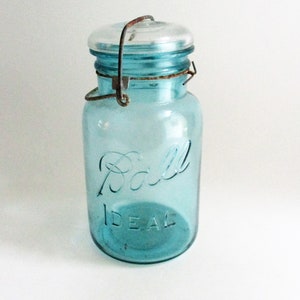 Vintage Ball Ideal Jar Quart Aqua Glass Mason Jar