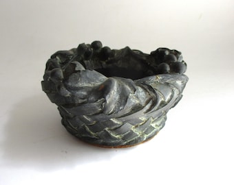 Vintage Hen-Feathers Candle Holder Basket and Berries Design