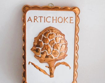 Vintage Mold Copper Enamel Artichoke Wall Hanging Made in Korea