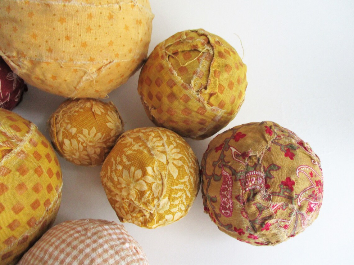 Vintage Fabric Covered Styrofoam Balls Set of 9 Large Medium Etsy