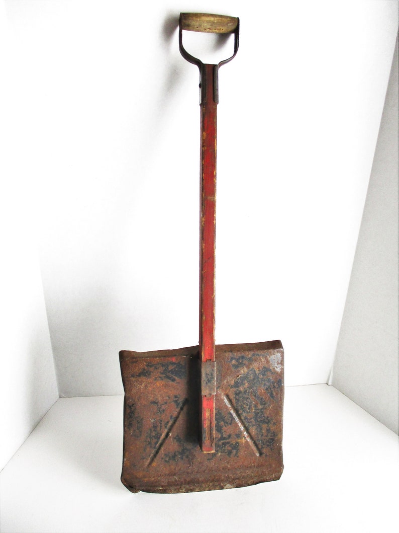 Vintage Metal Shovel with Wood Handle Coal Ash Rusty Red Etsy