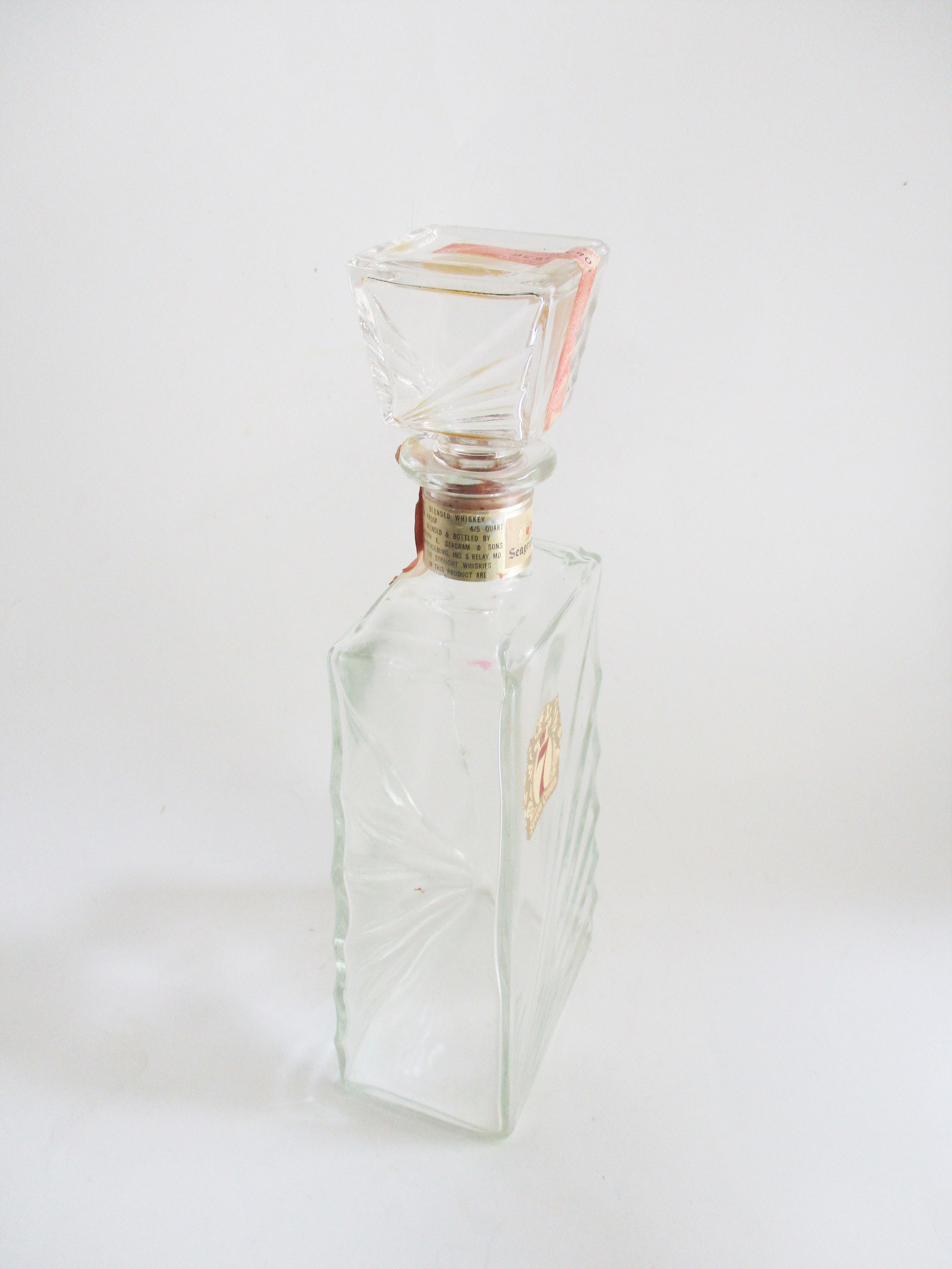 Vintage Liquor Decanter Seagrams 7 Crown Square Glass Bottle - Etsy
