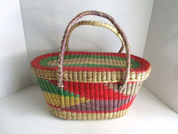 Vintage Straw Handbag Summer Purse Tote