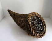 Vintage Cornucopia Grapevine Twig Basket Fall Table Centerpiece Wall Hanging