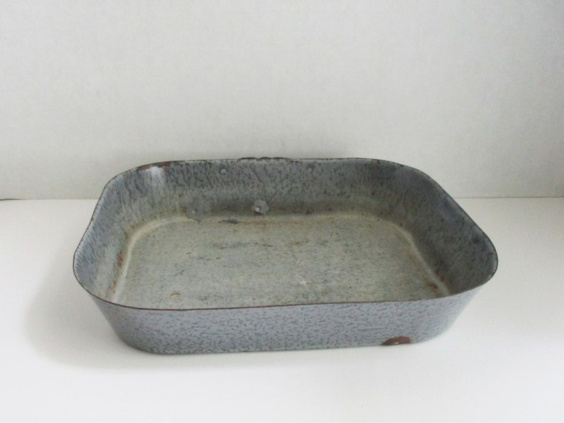 Vintage Gray Graniteware Rectangular Enamel Pan Decorative Pan Etsy