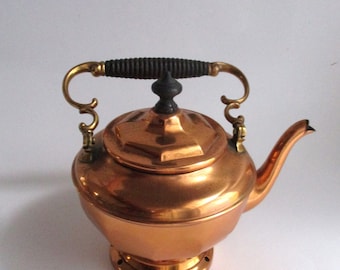 Vintage Copper Tea Kettle Black Wood Handle