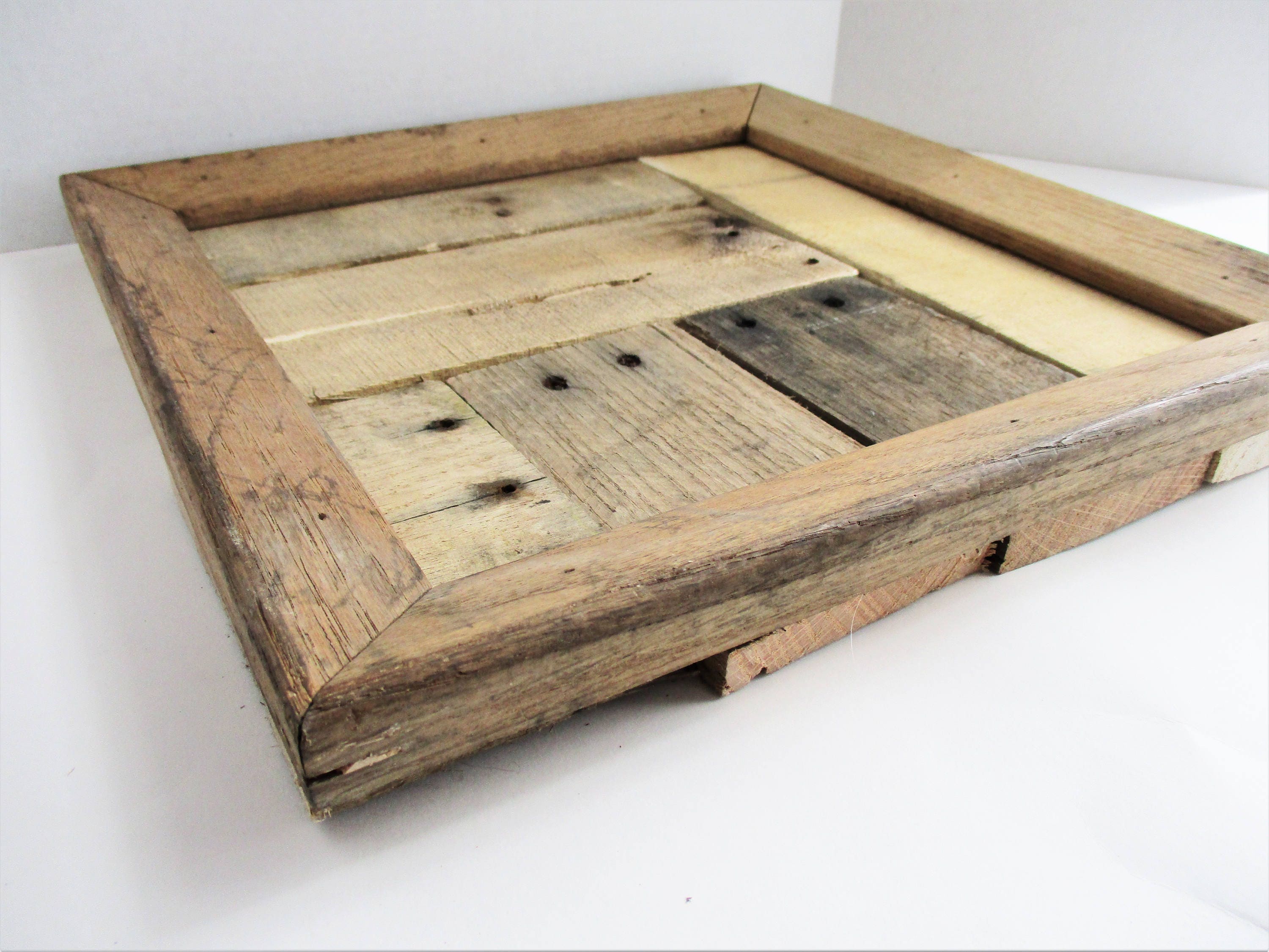 Vintage Wood Frame Pallet Wood Hand Made Rustic Tray Art Board Etsy