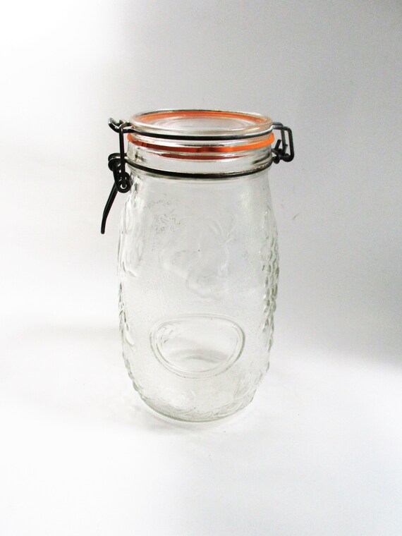 Vintage Wheaton Canister Raised Fruit Design 1.5 Liter