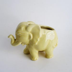 Vintage Elephant Planter Yellow Ceramic