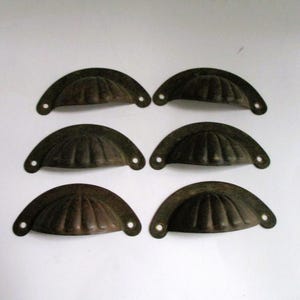 Vintage Reproduction Stamped Clam Shell Cup Pulls Set of 6