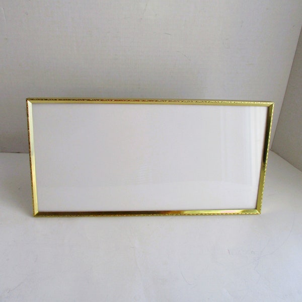 Vintage Picture Frame Gold Tone Etched Rectangular Table Top Frame