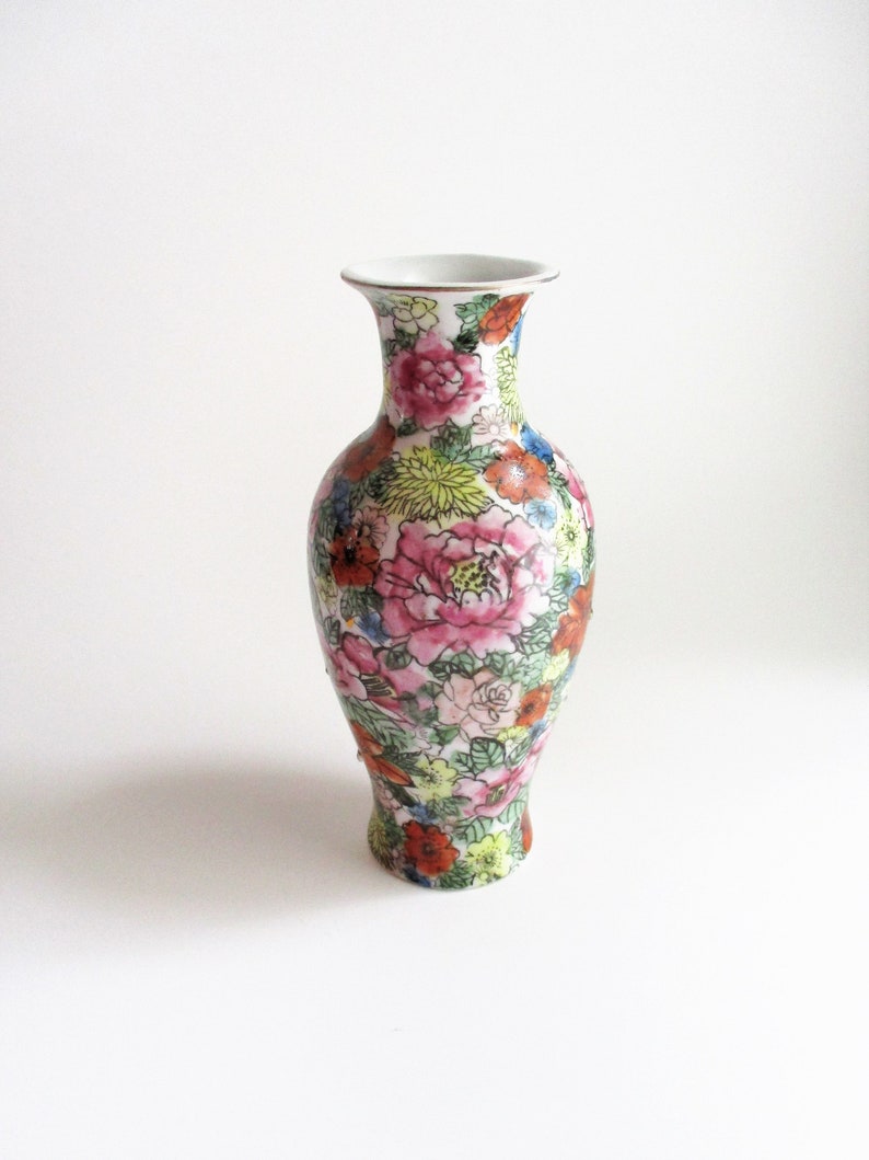 Small Vase Set Of 5 Bud Vases Painted Brown Orange Green Red Blue