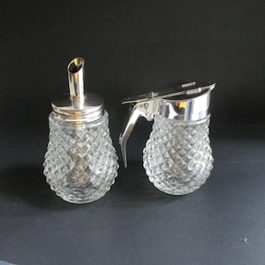 Vintage Set of 2 Glass Syrup Sugar Jars BMF Bierseidel