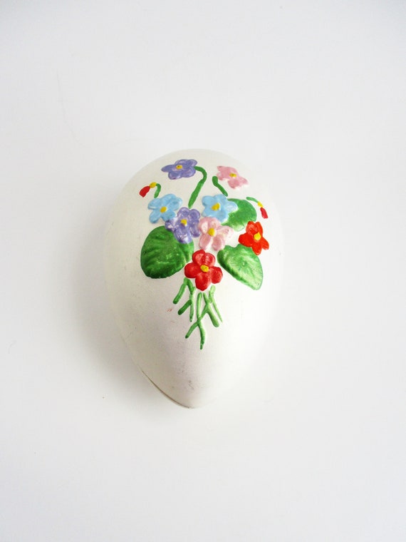 Vintage Egg Shaped Covered Box Trinket Jewelry Ca… - image 1