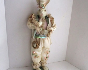 Vintage Bunny 21" Tall Figurine Dressed in Easter Finery Cracker Barrel