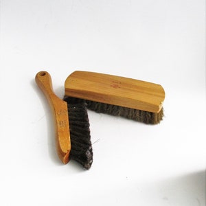 Vintage Brushes Set of 2 Horse Hair Wood Handles Shoe Shine Lint Grooming Skilcraft Oxco Made in USA