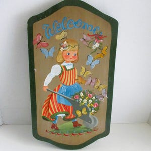 Vintage Welcome Sign Wood Hand Painted Folk Art
