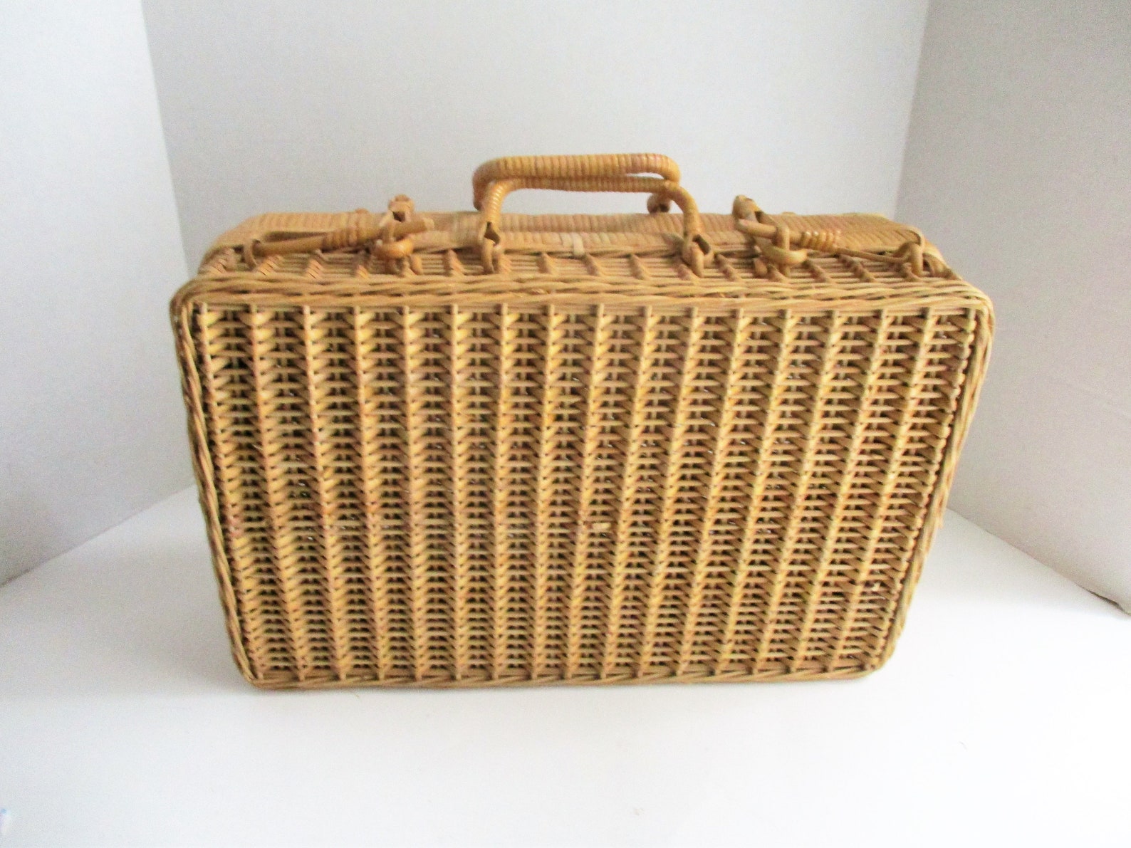 Vintage Wicker Suitcase Wedding Card Basket Picnic Basket Etsy