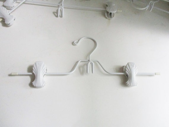 Vintage Hangers Shell Clips Pants Skirts White Vinyl Coated - Etsy