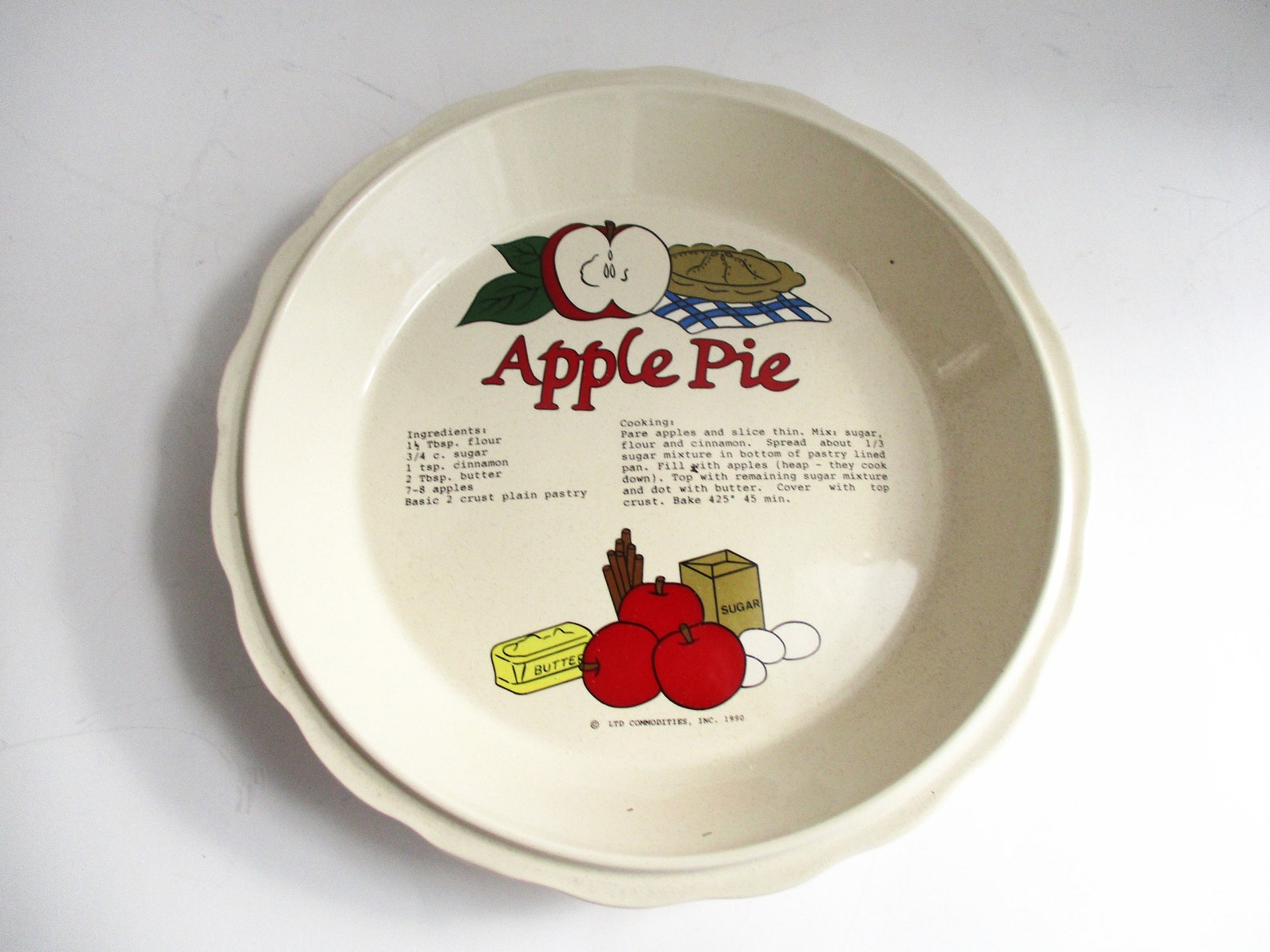 Vintage Ceramic Apple Pie Keeper With Cover 10 Pie Plate Etsy