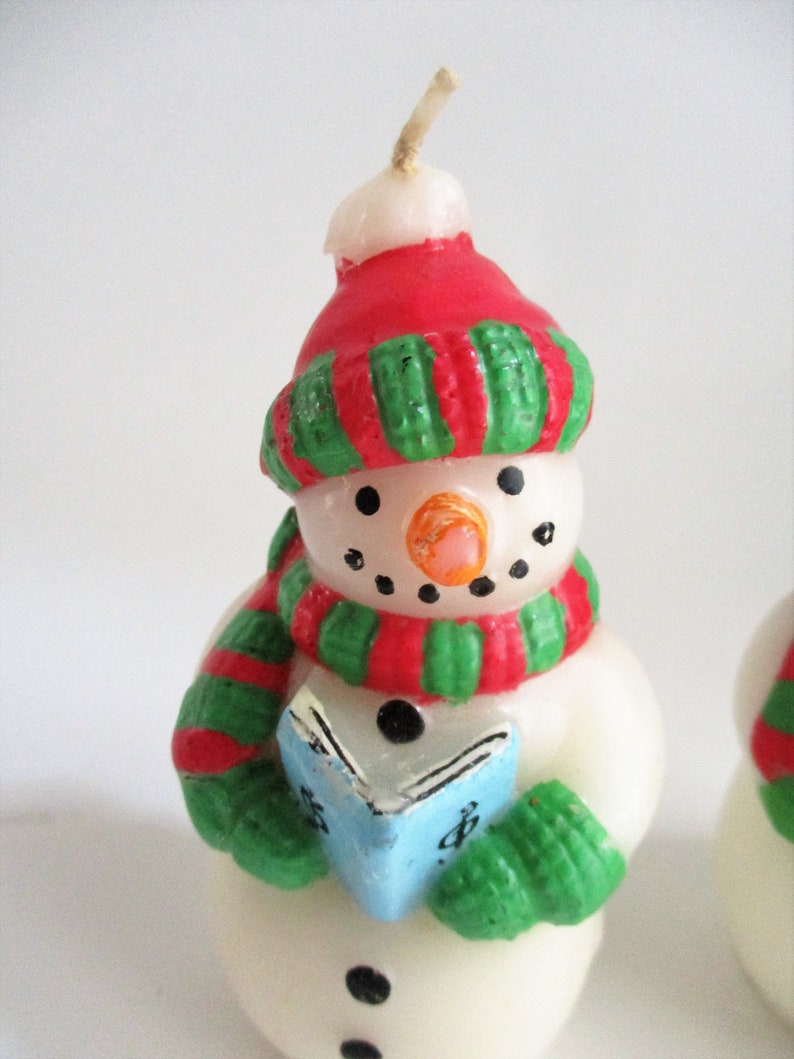 Vintage Snowmen Candles Caroling Snowman Set of 2 Winter Etsy