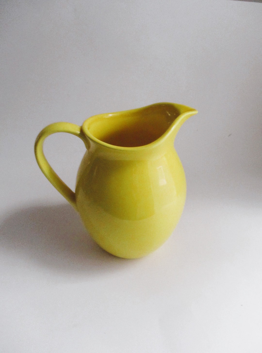 Vintage Yellow Ceramic Pitcher Water Juice Etsy