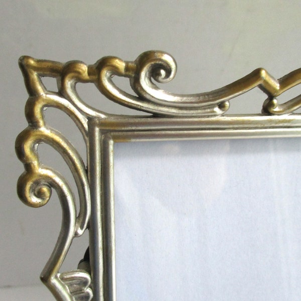 Vintage Picture Frame 8 x 10 Scrolled Pewter Two Tone Horizontal Vertical