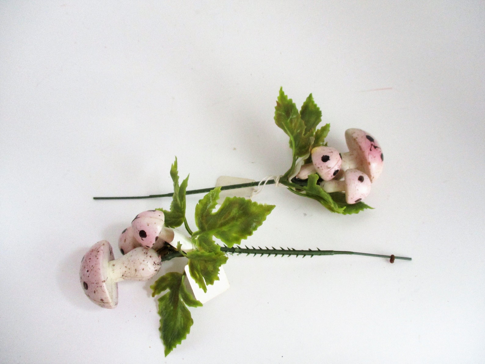 Vintage Mushroom Stems Set of 2 Pink Faux Floral Picks Floral Etsy