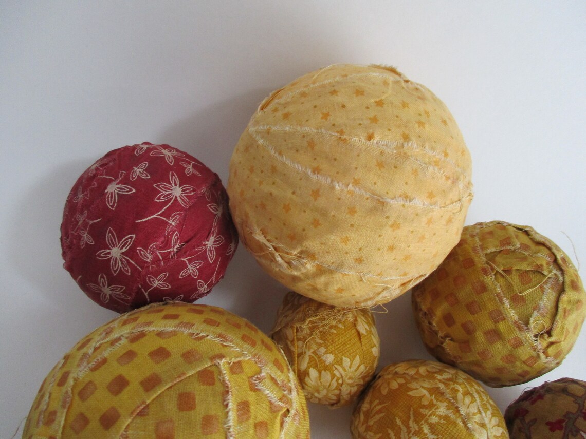 Vintage Fabric Covered Styrofoam Balls Set of 9 Large Medium Etsy