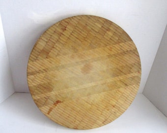 Vintage Cutting Board Large Round Patterned Wood