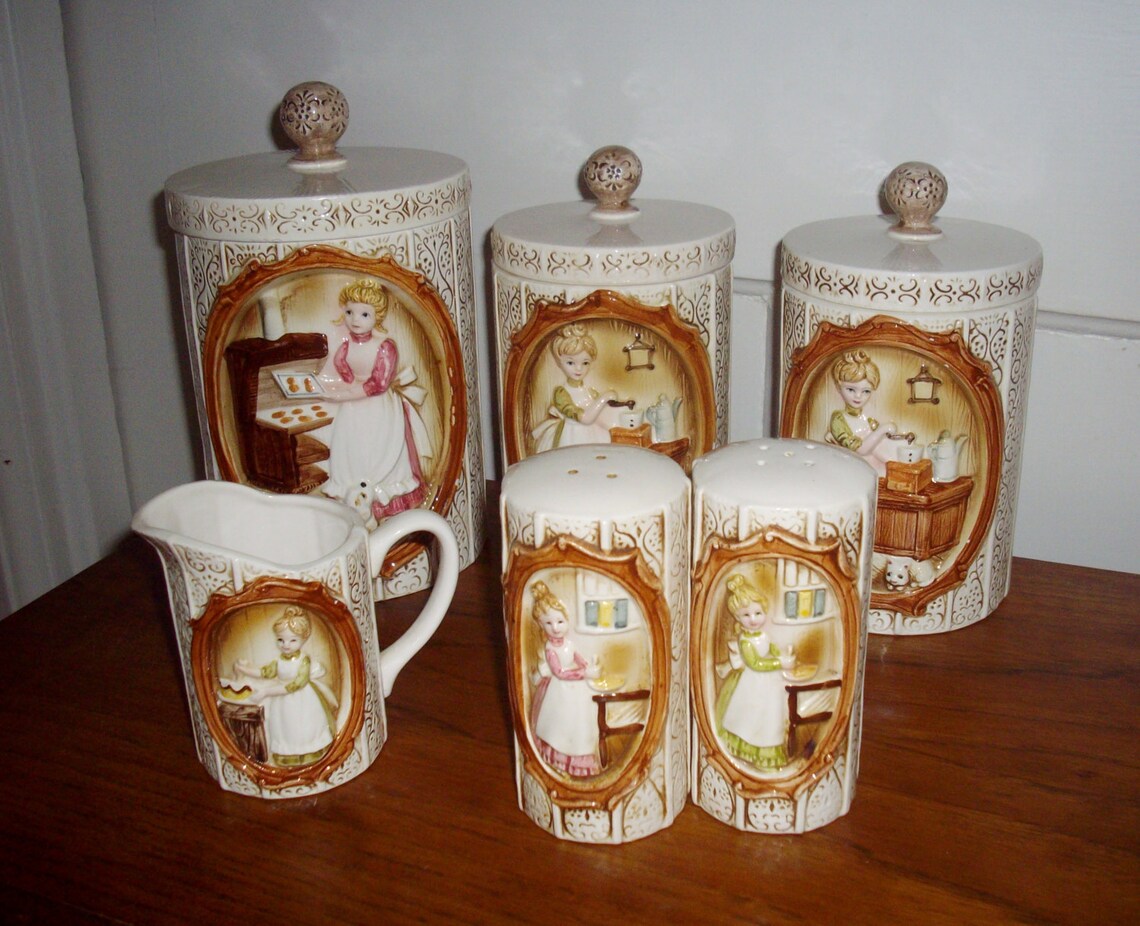 Vintage Canister Set Ceramic Sears Roebuck and Co. 1978 Etsy