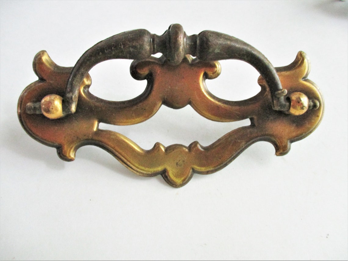 Vintage Dresser Pull Metal Gold Tone Hardware Ornate Etsy