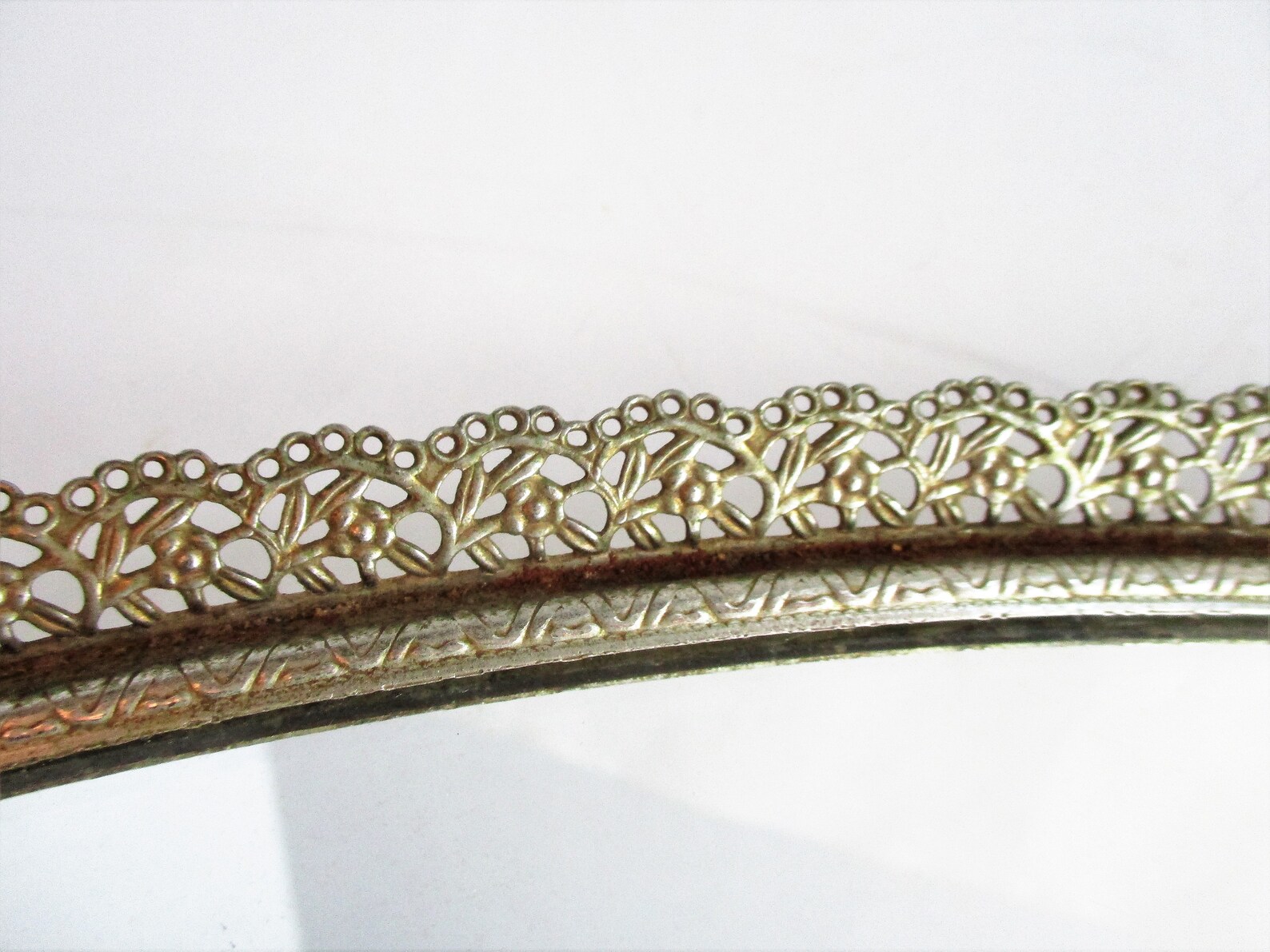 Vintage Matson Vanity Mirror Mid Century Rose Ormolu Filigree Etsy