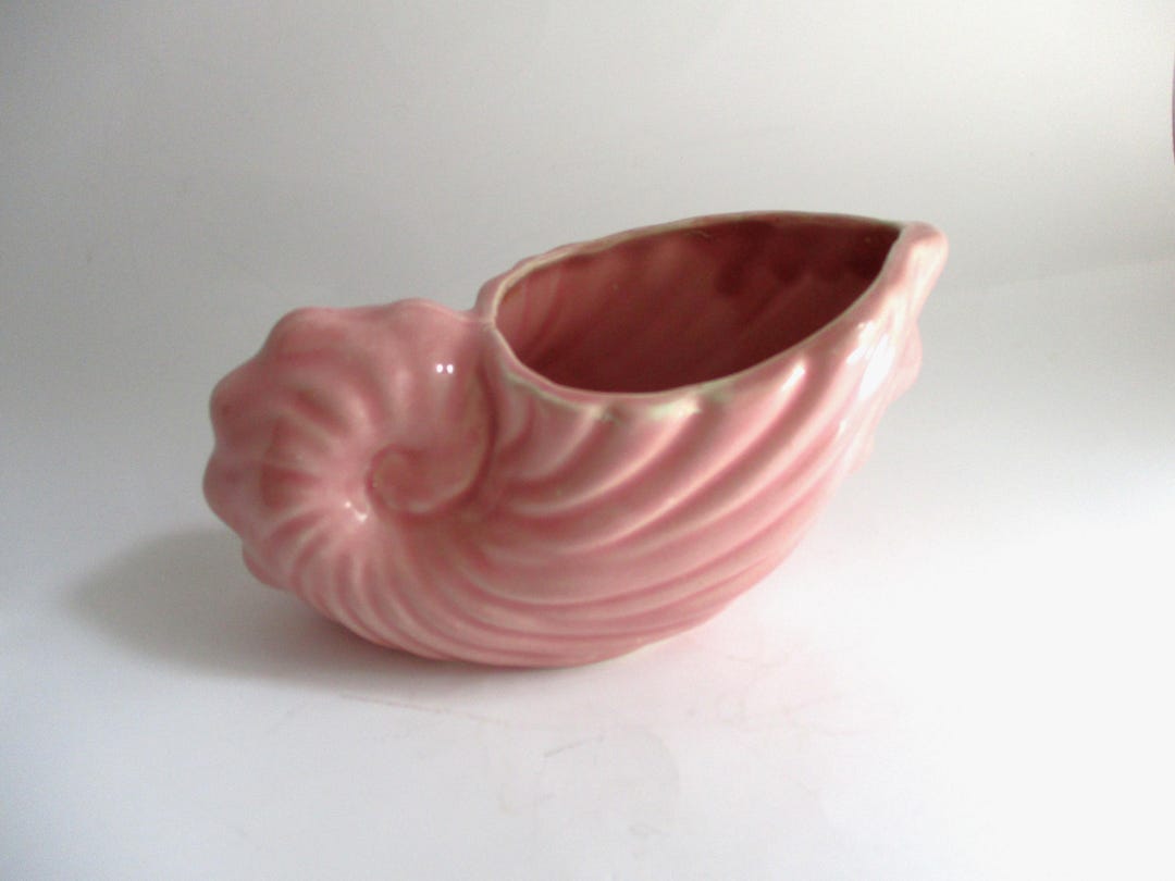 Vintage Pink Spiral Shell Planter Ceramic - Etsy