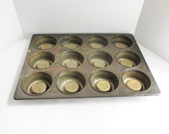 Vintage 12 Cupcake Muffin Pan Large Recessed Commercial Baking Williams Sonoma