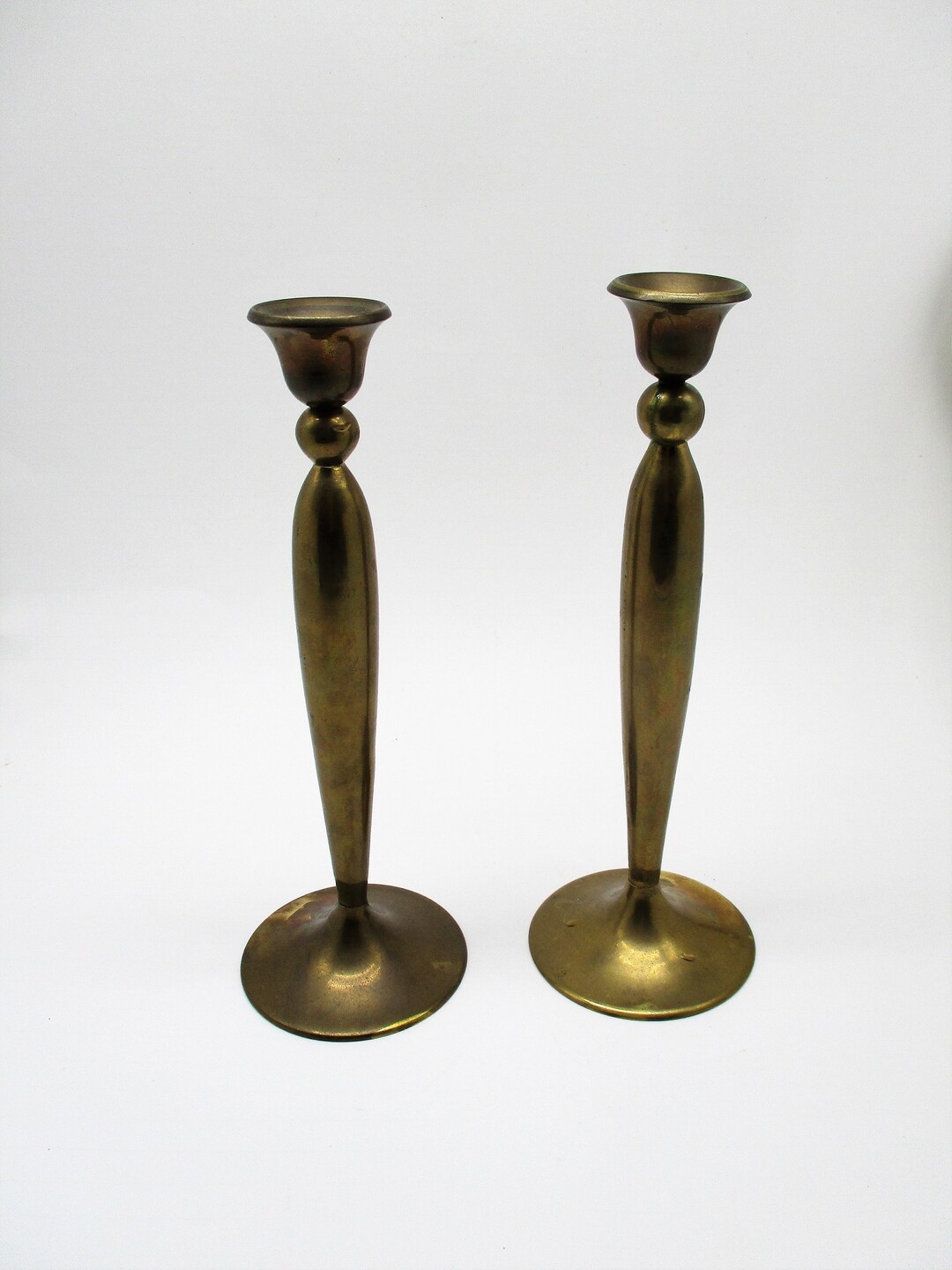 Vintage Solid Brass Candlesticks Pair RIH Taper Candleholders Etsy