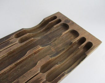 Vintage Knife Tray Wood Six Knife Storage Made in Yugoslavia