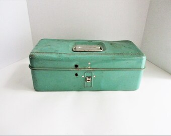 Vintage Liberty Tackle Box Teal Green Tool Box Liberty Steel Chest Corporation Made in USA Rochester, New York