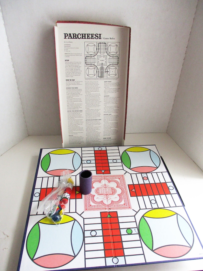 Vintage Parcheesi Game Board Complete Set Instructions Etsy