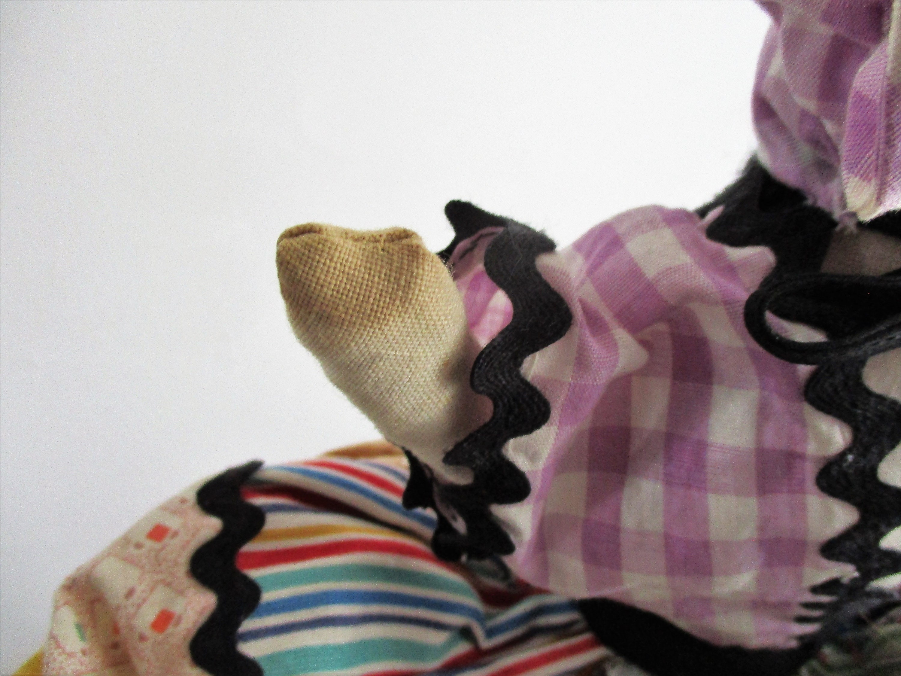 Vintage Doll Fabric Stuffed Collectible Patchwork Dress Purple Etsy