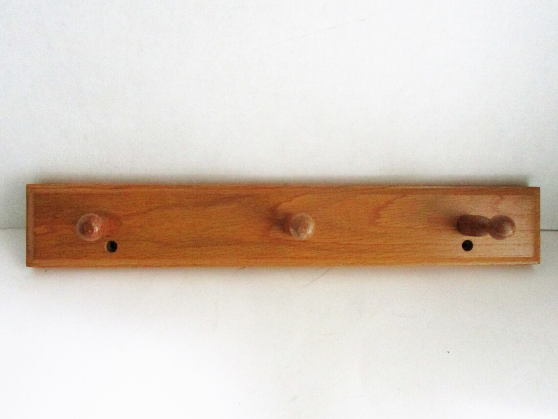 Vintage Peg Rack Solid Wood 3 Peg Coat Rack Mug Rack Wall Etsy