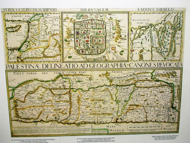 Vintage Map of the Holy Land Jerusalem Print M. Von Lochom - Etsy