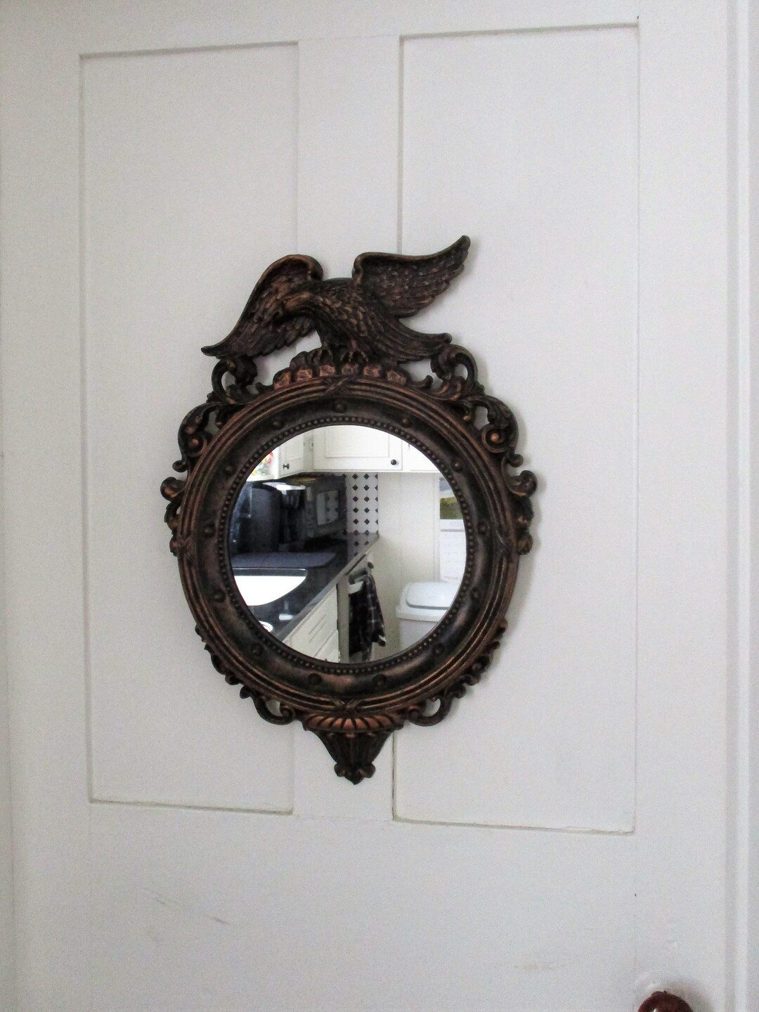 Vintage Dart Mirror Large Federalist Eagle Painted Resin Round Etsy