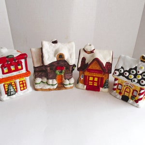 Vintage Ceramic Christmas Trees and Houses Snow Village