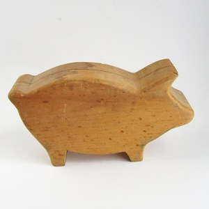Vintage Pig Solid Wood Figurine