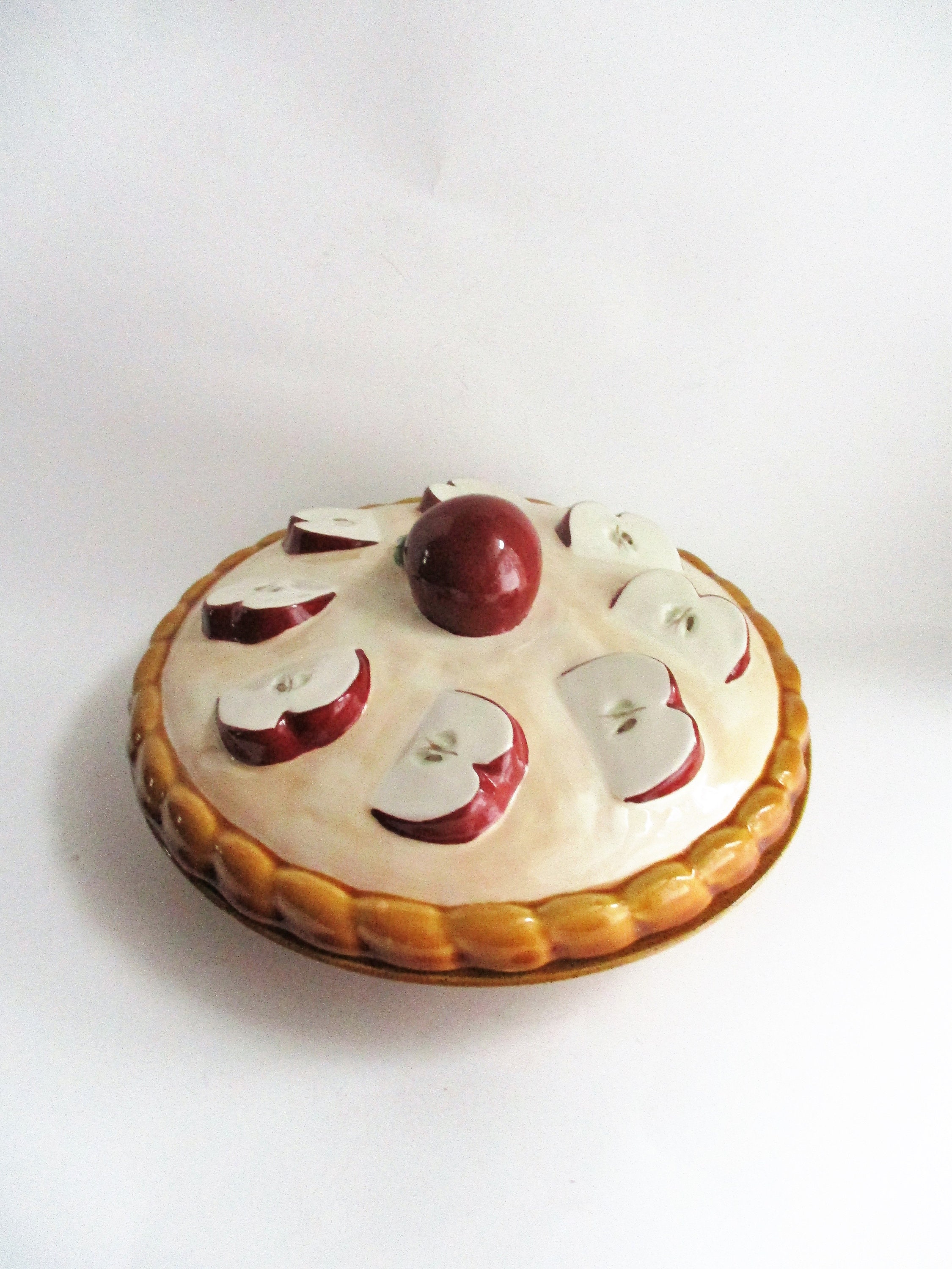 Vintage Ceramic Apple Pie Keeper with Cover 10 Pie Plate Etsy