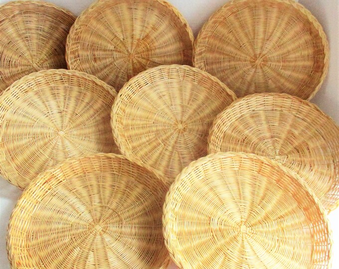 Vintage 8 Wicker Paper Plate Holders Hand Made Set of 8 Picnic Etsy